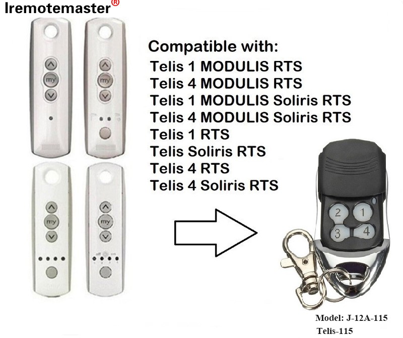 Telis 1 RTS Telis Soliris RTS 4 RTS Garāžas durvju tālvadības pults 433.42MHz